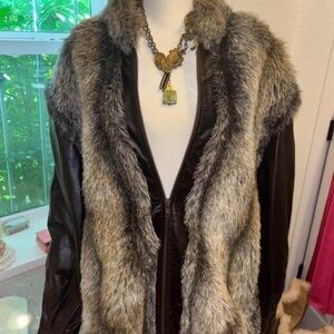 Women's True Leather and Rabbit Fur Coat